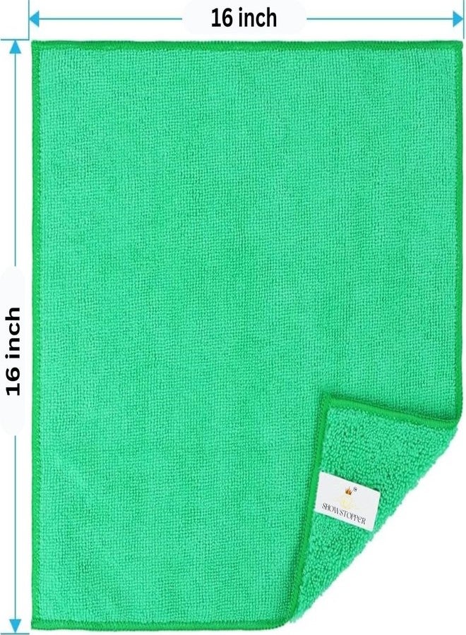 SHOWSTOPPER Microfiber Cleaning Cloth | 5 Pack | Kitchen Cleaning Cloths and Wipes | Dusting Cloth for Home Cleaning | Home Essentials Products | Kitchen Accessories Items for Home | Green | 40X40CM - Image 2